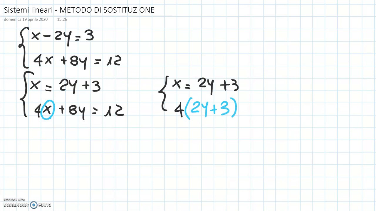 Sistemi lineari   metodo sostituzione