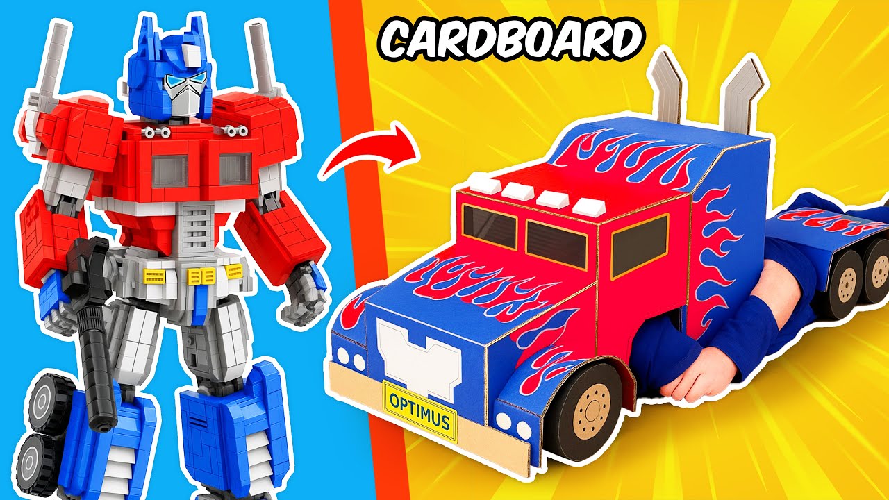 LEGO Transformers: LEGO Optimus Prime vs Optimus Prime Cardboard Costume | FUNZ Bricks