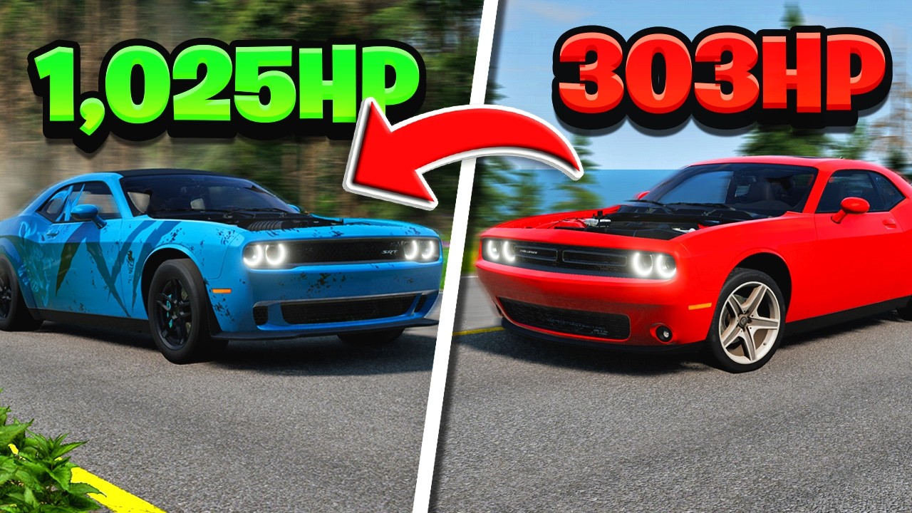Каждый раз, когда я разбиваюсь, мой Hellcat Challenger становится БЫСТРЕЕ в BeamNG Drive
