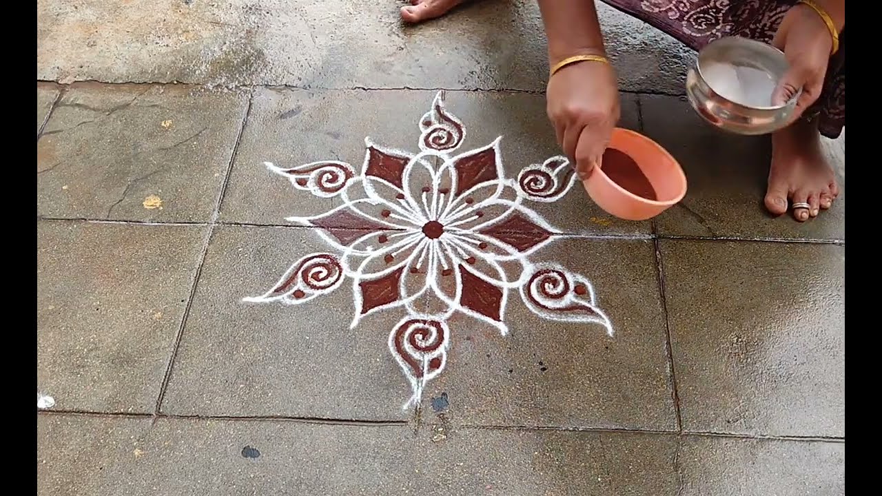 Easy and simple rangoli designs🌹 Shanku Kolam🌹 beautiful rangoli design🌹