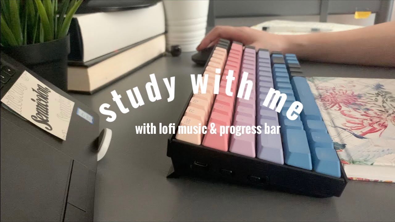 🎵 real time 1 hour study with me | lofi music with progress bar | mechanical keyboard typing asmr