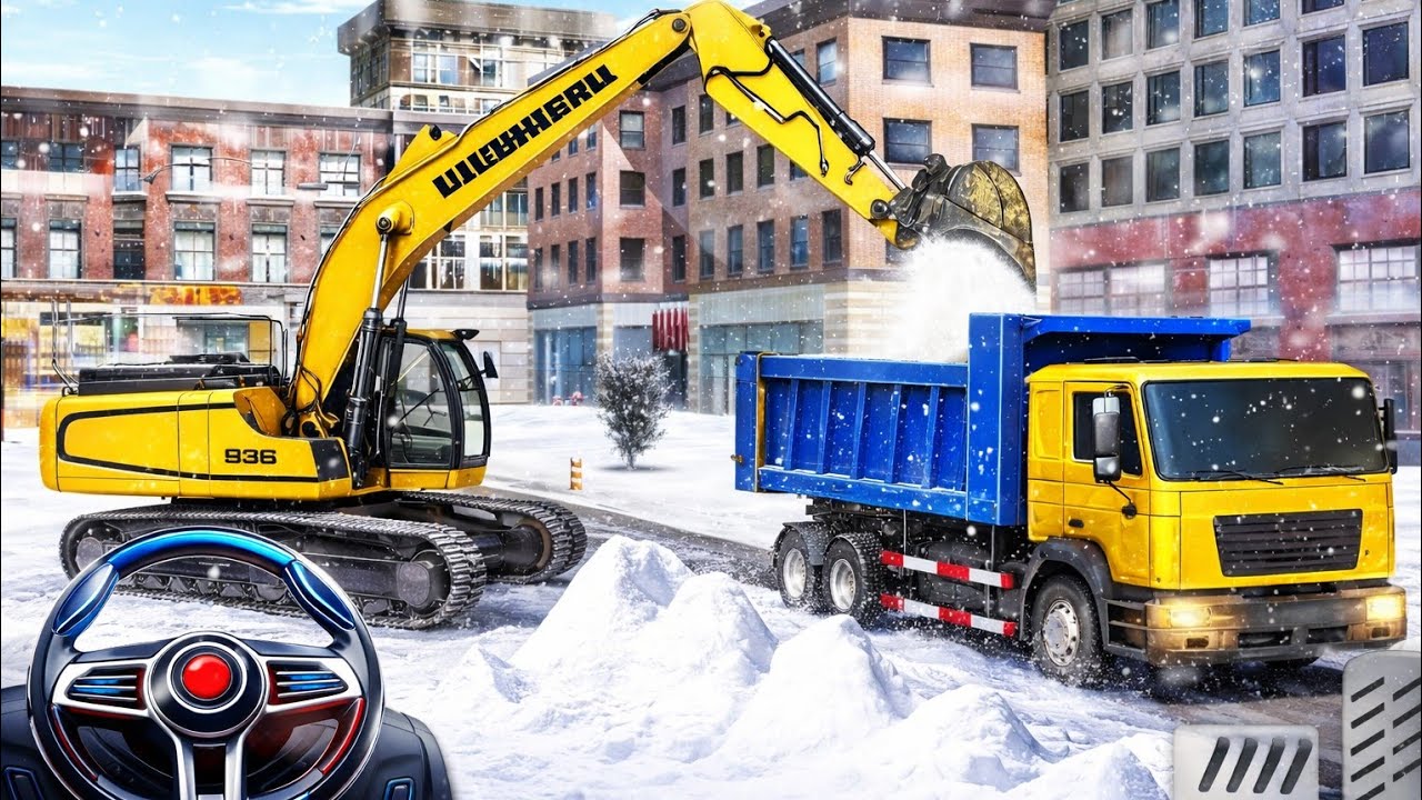 🚧CITY ROAD CLEAN SNOW WITH MY JCB AND TRUCK || JCB WALA GAME || #constructiongame #jcbgameplay 