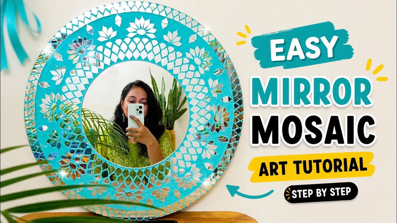 Super Easy Mirrors Mosaic Art Tutorial Step by step  How to Make Mirrors Mosaic Art | DIY Mirror art