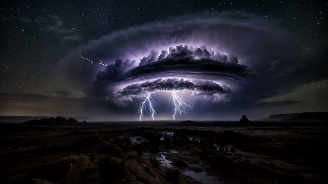 ⛈️ Distant Thunderstorm at Night | Gentle Rain & Soft Lightning for Deep Sleep 🌩️