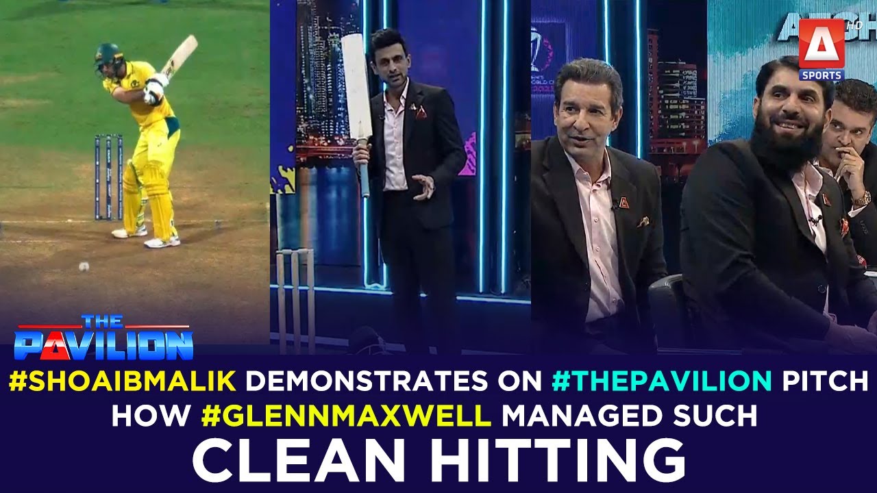 #ShoaibMalik demonstrates on #ThePavilion pitch how #GlennMaxwell managed such clean hitting