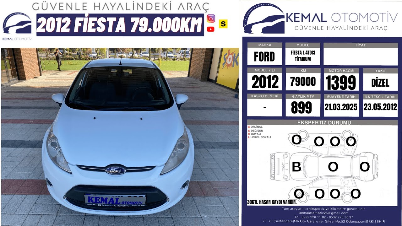 (SATILMIŞTIR)KEMAL OTOMOTİV DEN 2012 FORD FİESTA 1.4TDCI TİTANİUM | 79.000KM