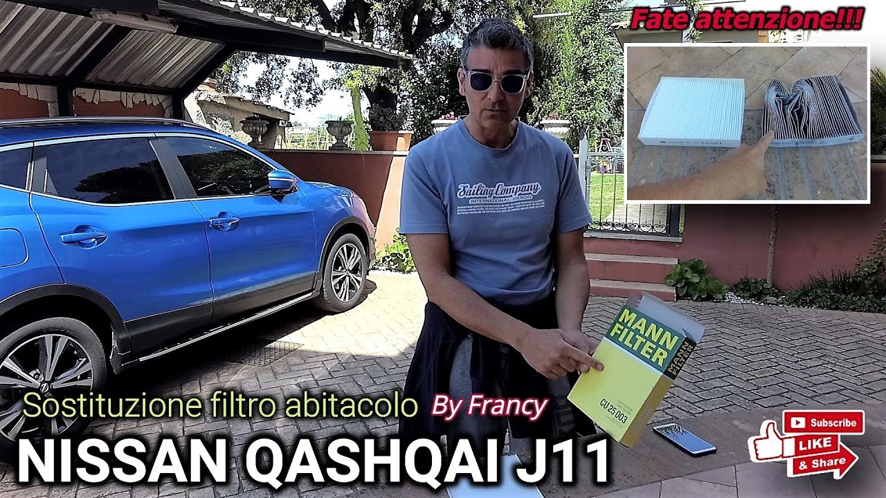 Nissan Qashqai J11 Sostituzione filtro aria abitacolo 😱 (Tutorial by Francy)