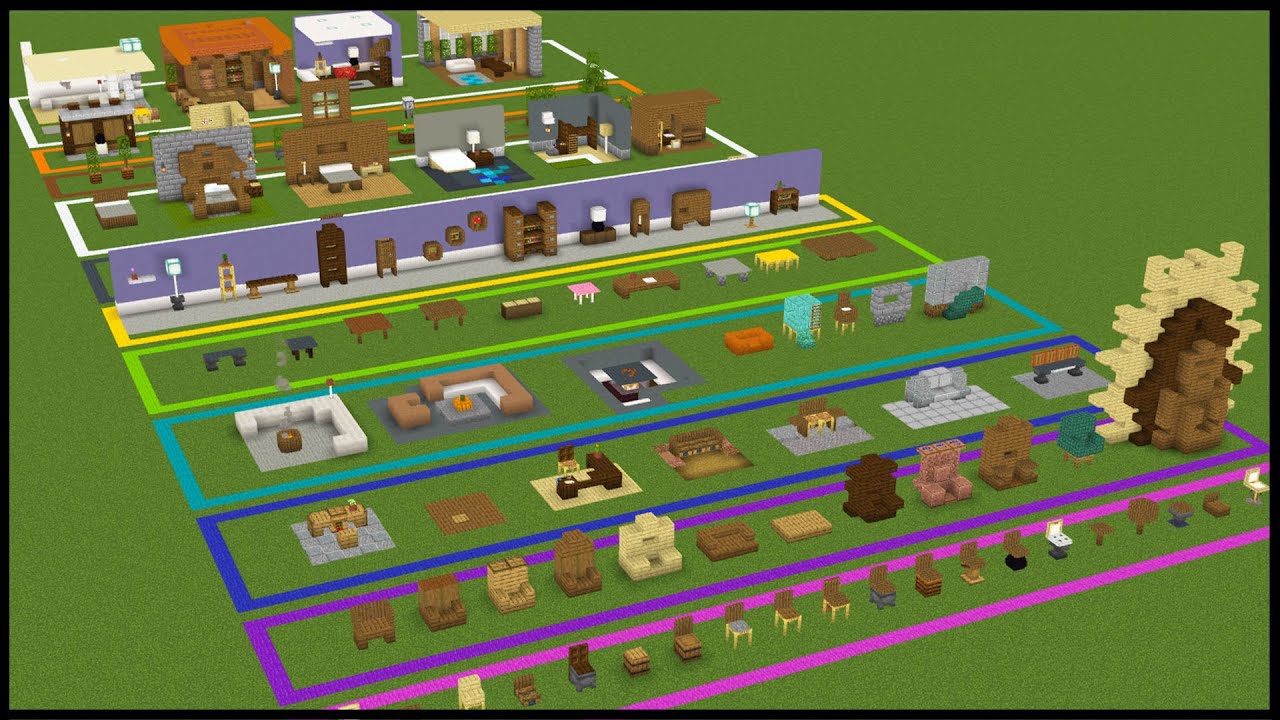 Building every Minecraft Chair, Table, Bed and Decoration I can think of..