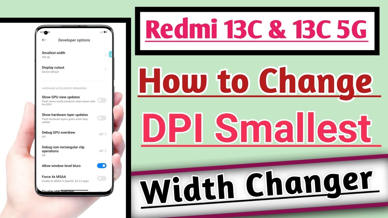 Redmi 13C & 13C 5G How to Change DPI Smallest Width Changer | DPI Change kaise kare
