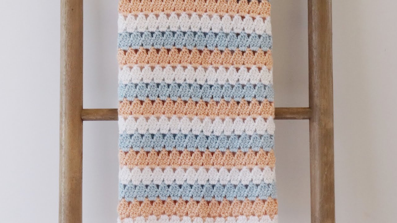 Crochet Modern Granny in Peach and Blue