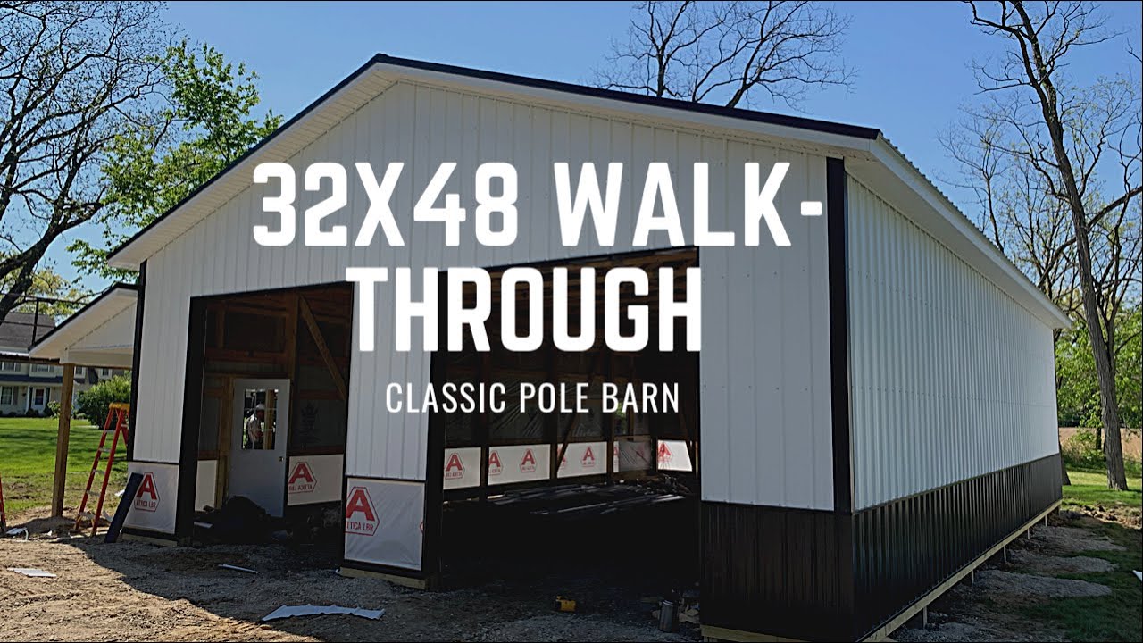 32x48 12’ Pole Barn | Classic Black and White Barn