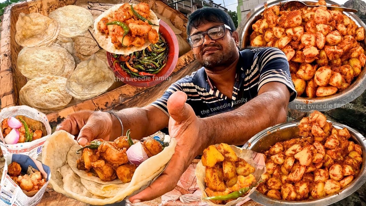 Uncle’s Cheapest Breakfast Dalpuri with Aloo Dum Sabji Kolkata Street Food India