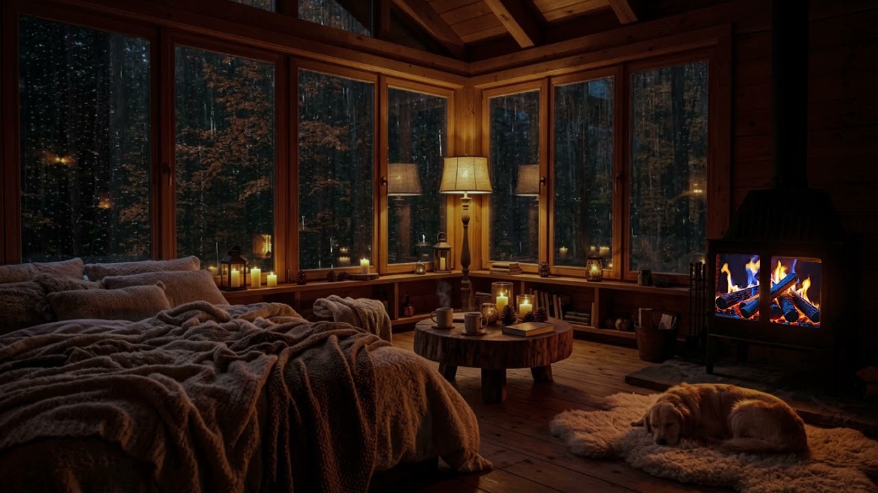 Stormy Night Cozy Hideaway Nook Ambience – Relaxing Rain & Thunder Sounds | 10 Hours