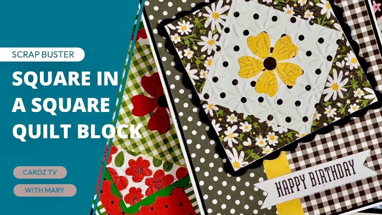 FAUX APPLIQUÉ SQUARE IN A SQUARE QUILT BLOCK | USE YOUR SCRAPS TO MAKE STUNNING CARDS