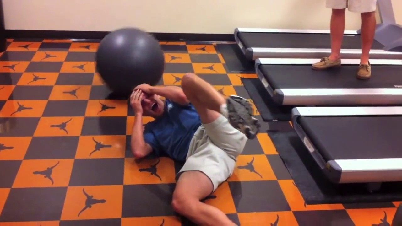 Frat guys yoga ball treadmill fail