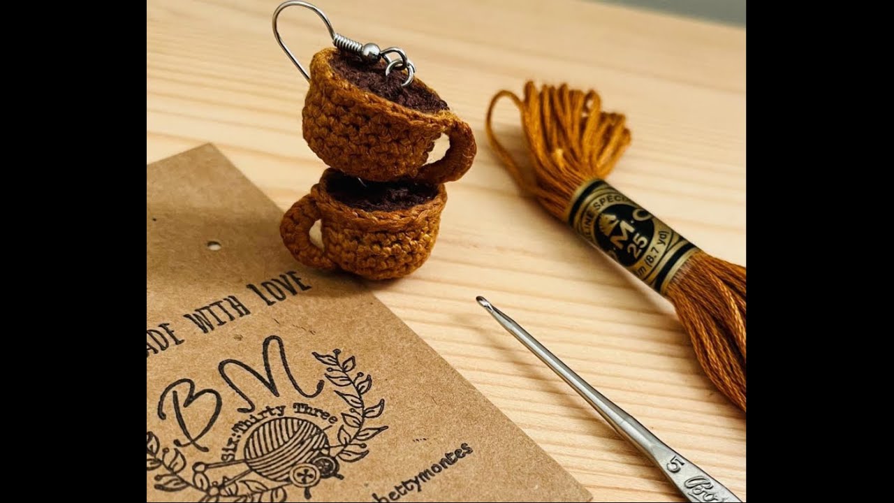 Aretes-Tacita de café a crochet