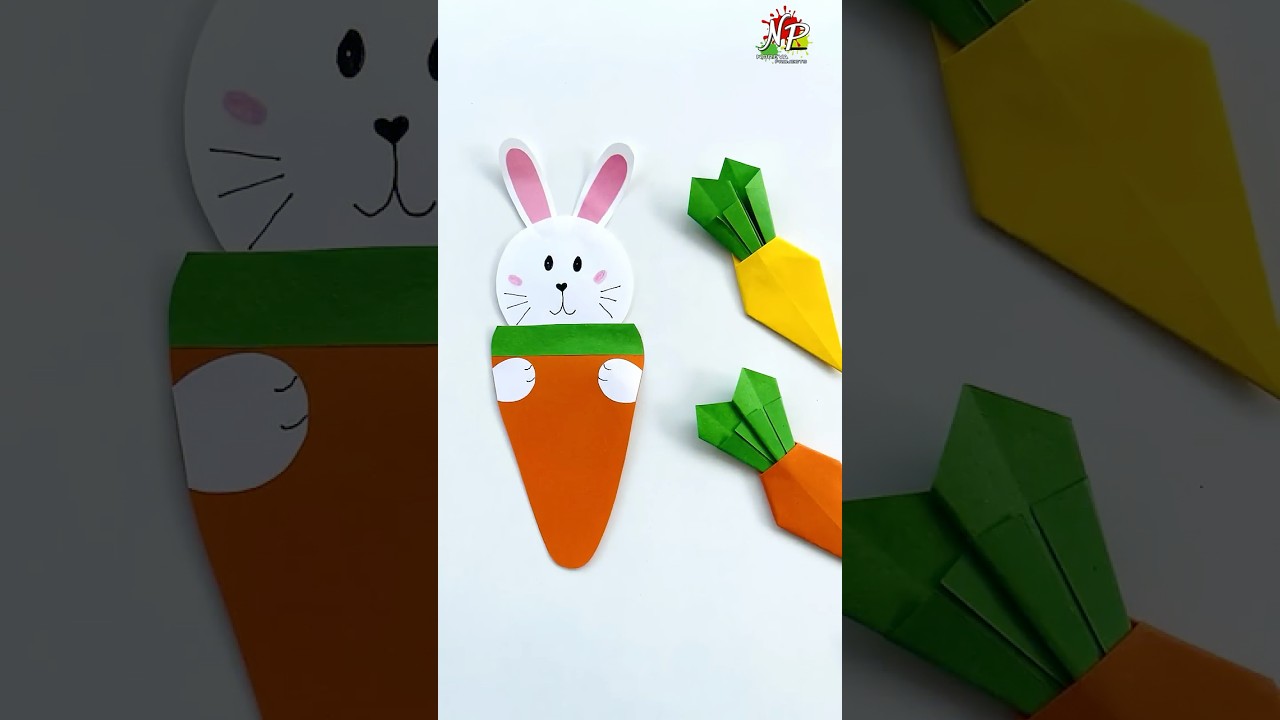#shorts Easy Bunny Card | DIY Carrot Card for Easter | Easy Card Ideas for Kids #ytshorts