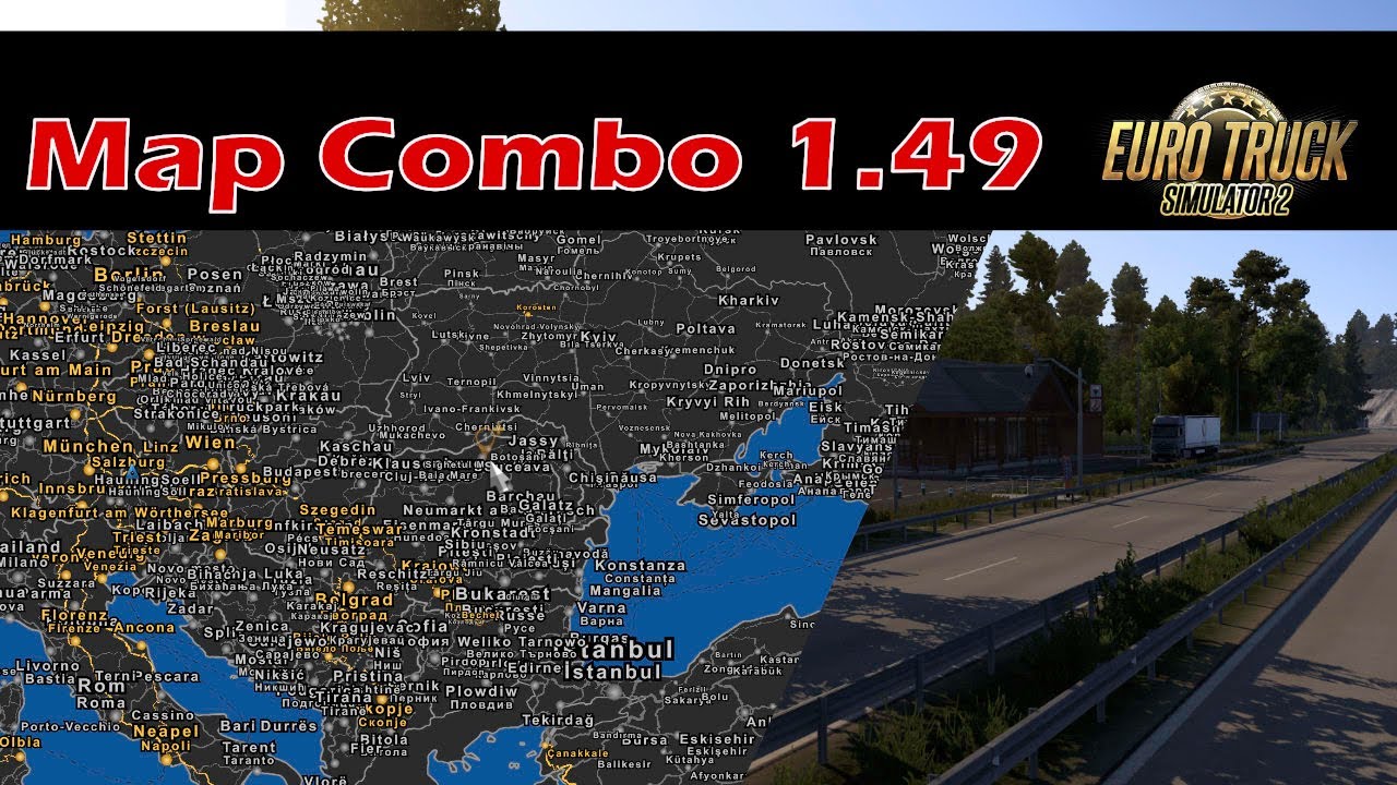 Map Combo | ETS2 1.49 | EURoadNet, Southern Region, Bourges, RU-Map, Poland Detail, ROEX, Cesko Map