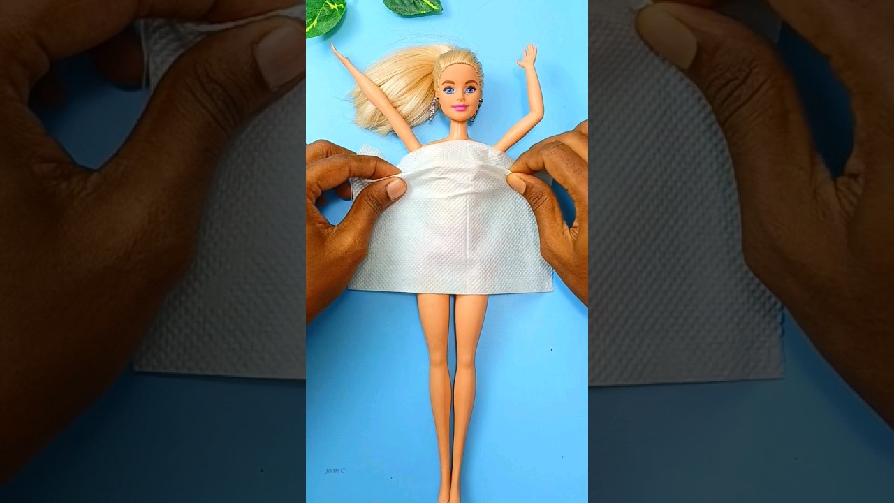 DIY doll dress making | Barbie hacks and crafts #shorts #dress #joancreations #youtubeshorts