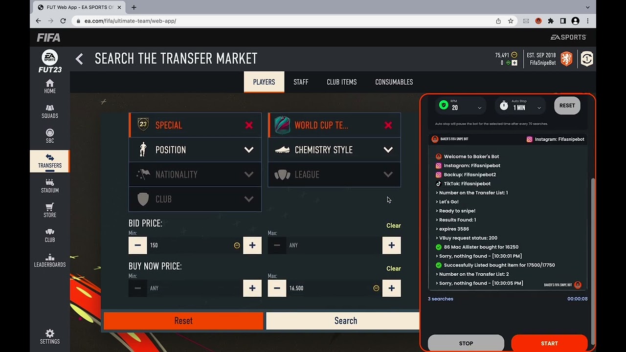 How Baker's Fifa Snipe Bot Works