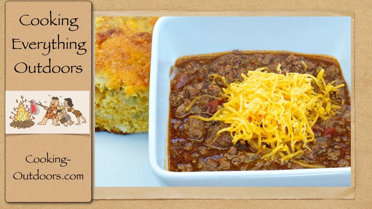 Dutch oven Texas Style Pedernales Chili and Cornbread | Cooking Outdoors | Gary House