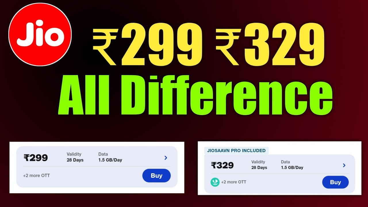 Jio ₹299 Or ₹329 Recharge Plan All Difference ? Jio Plan ₹329 Vs ₹299