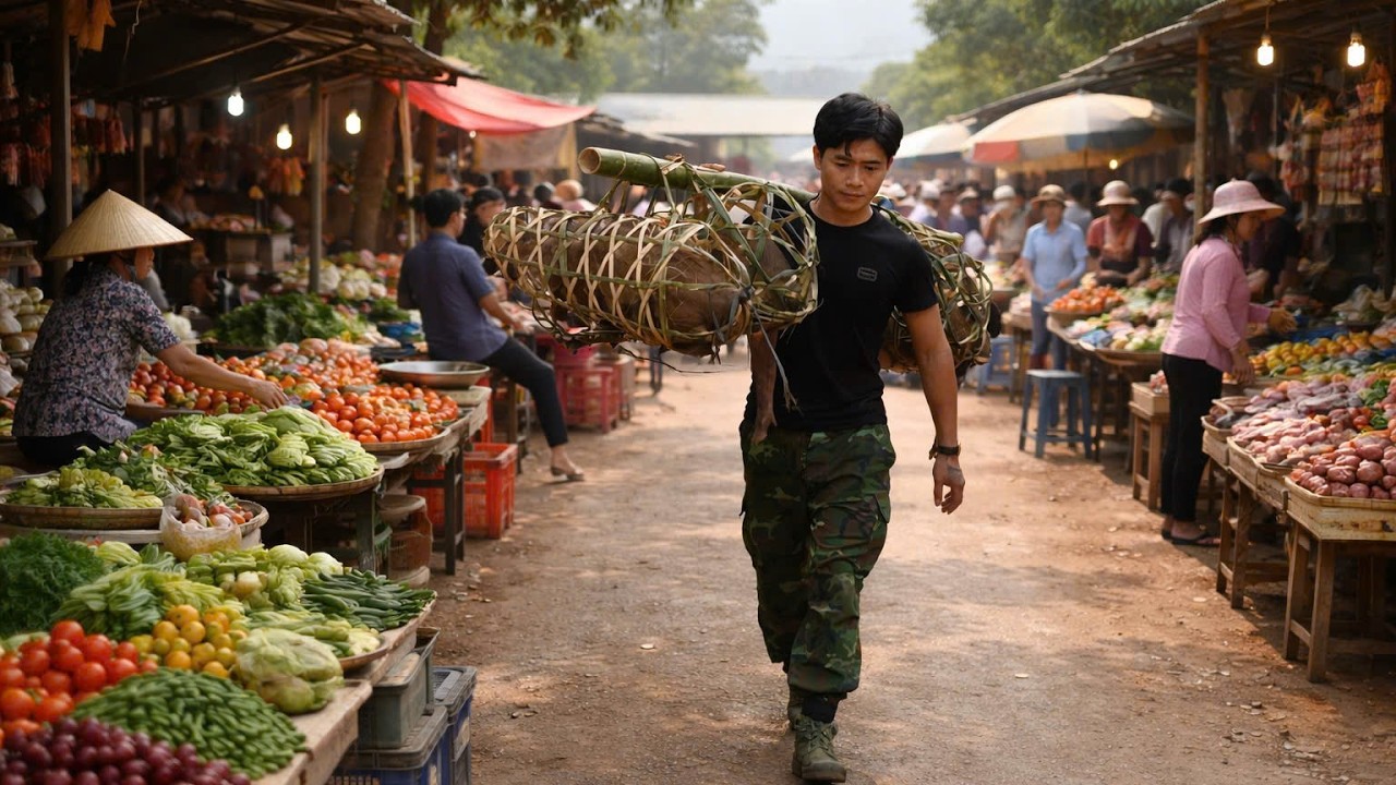 CEO Trieu Khang brings wild boar to the market to sell.