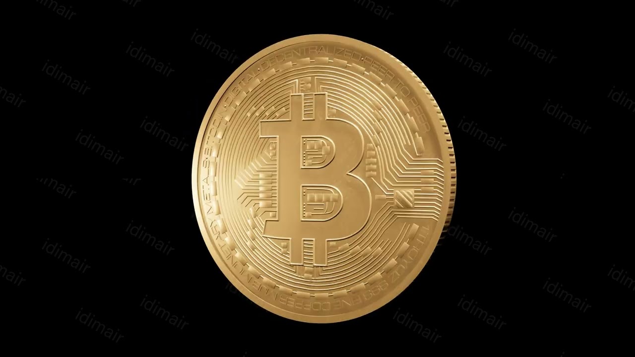 Bitcoin Crypto Coin Rotation 3D render Loop Animation 4K