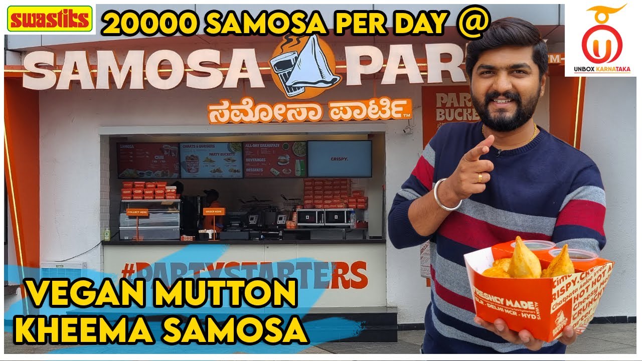 Tasting Vegan Mutton Samosas at Samosa Party, Bengaluru | Kannada Food Review | Unbox Karnataka