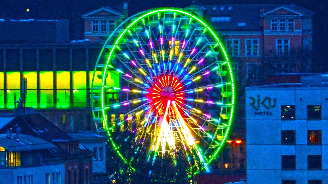 Big Wheel in Reutlingen, Germany. Riesenrad & city 8K
