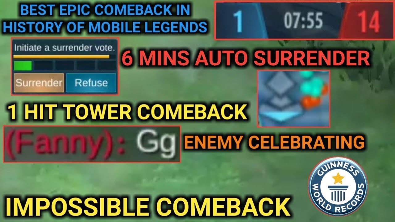 BEST EPIC COMEBACK IN HISTORY OF MOBILE LEGENDS RANK | DON'T CELEBRATE EARLY | 1 HIT TOWER