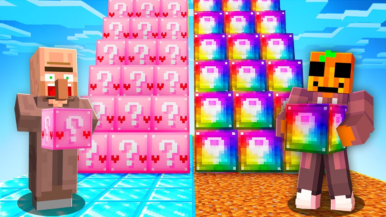 Lucky Blocks de TIERRA vs. Lucky Blocks ARCOIRIS en Minecraft!