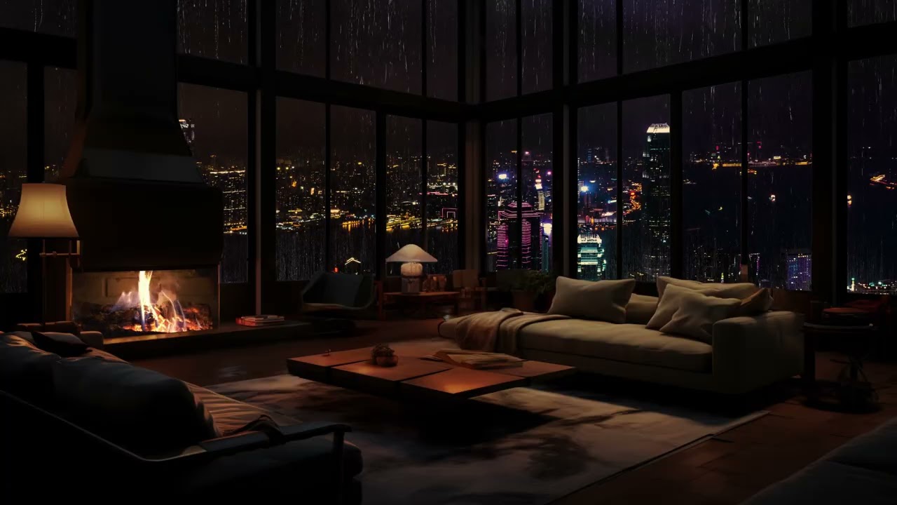 Regen und Kaminfeuer die ganze Nacht 🌧️🔥😴 Tschüss Angst, hallo Schlaf