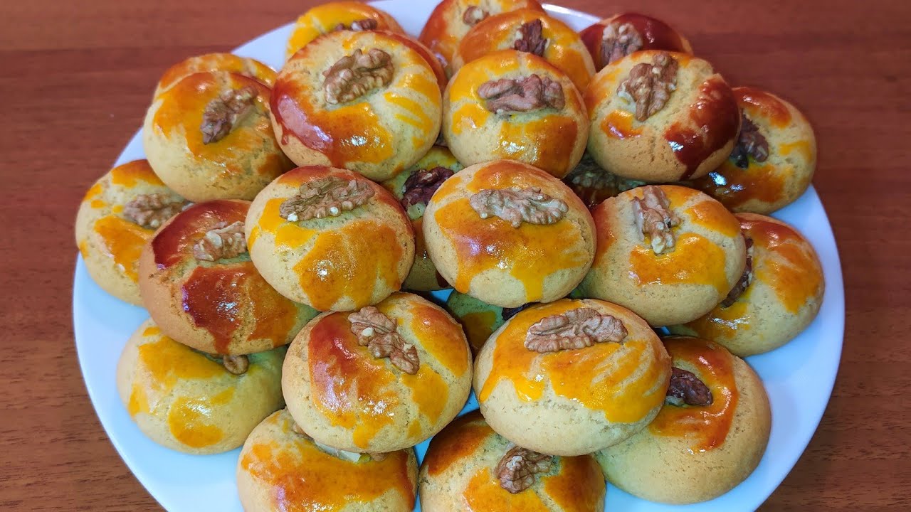 🍯Ballı kurabiye.Üzəri yumurtalı qozlu peçenye.Evdə olan ərzaqlarla asan şirniyyat.