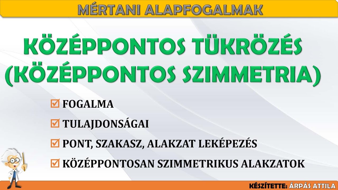 KÖZÉPPONTOS SZIMMETRIA (KÖZÉPPONTOS TÜKRÖZÉS) – BEVEZETŐ