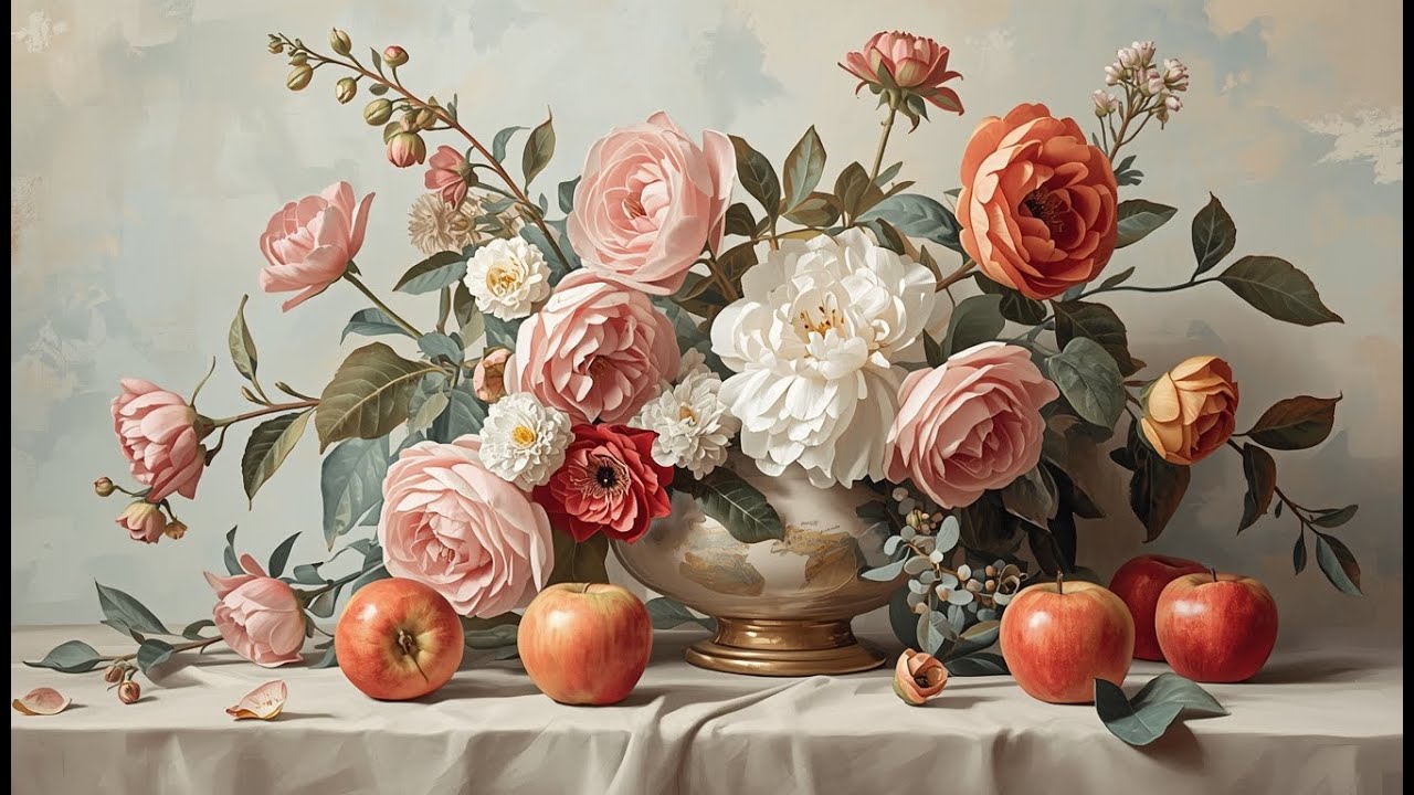 Art Frame TV | Floral & Fruit Still Life Wall Art | Bright Classical Painting | 1 Hour Loop