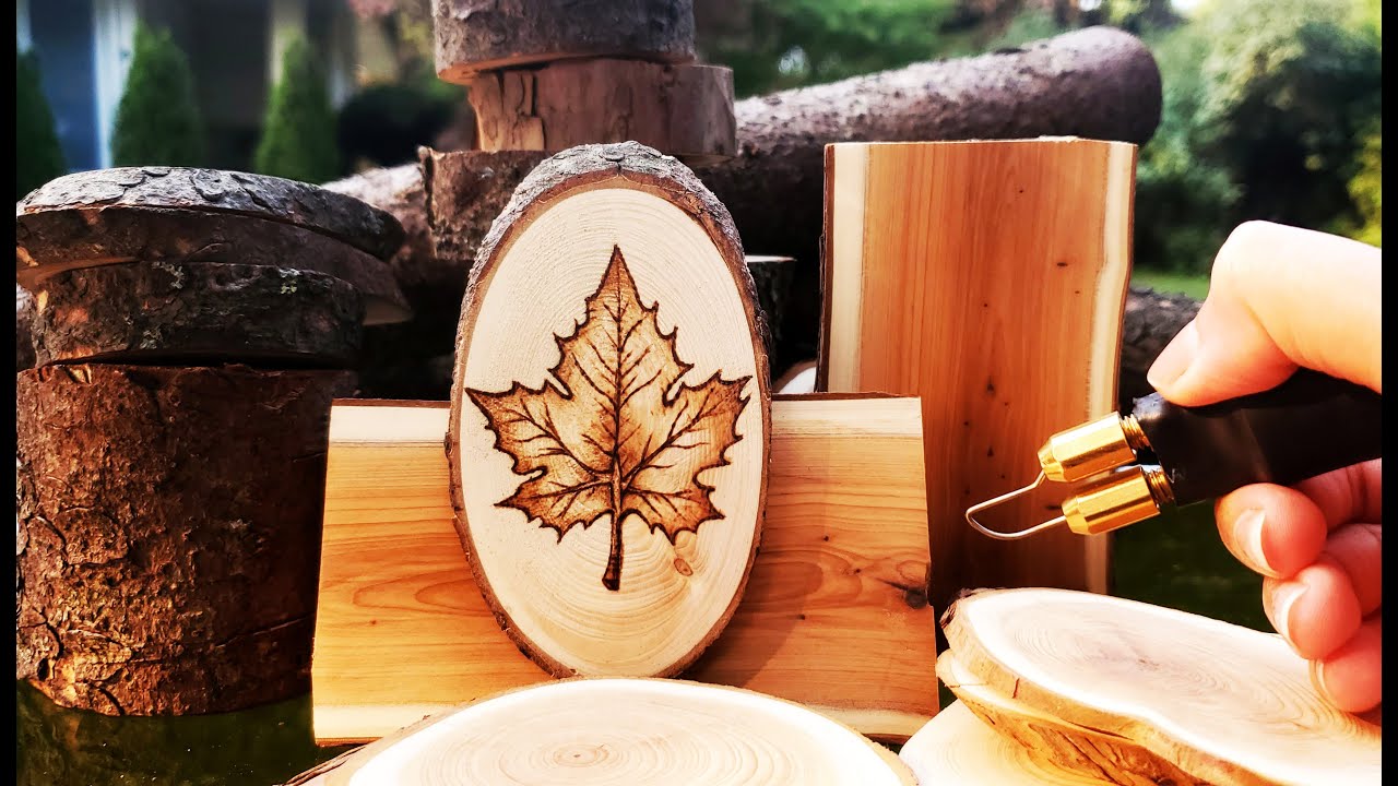 How To Wood burning (pyrography) | Draw A Maple Leaf - #woodburning #tutorial #art #pyrography