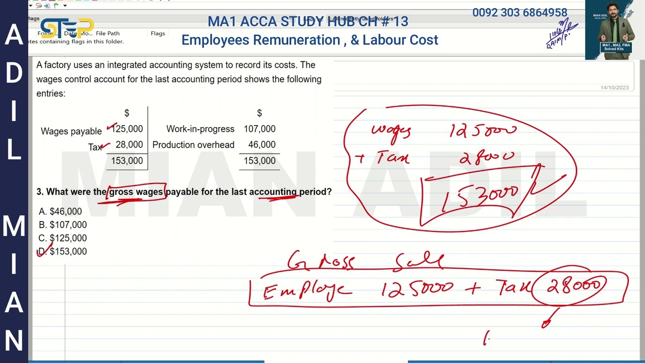 MA1 Ch # 13, Employee Remuneration , Productivity & Labor Cost , ACCA Study Hub  , by Mian Adil.