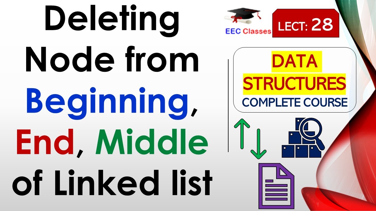 L28: Deleting Node from Beginning, End, Middle of Linked list | Data Structures Lectures Hindi