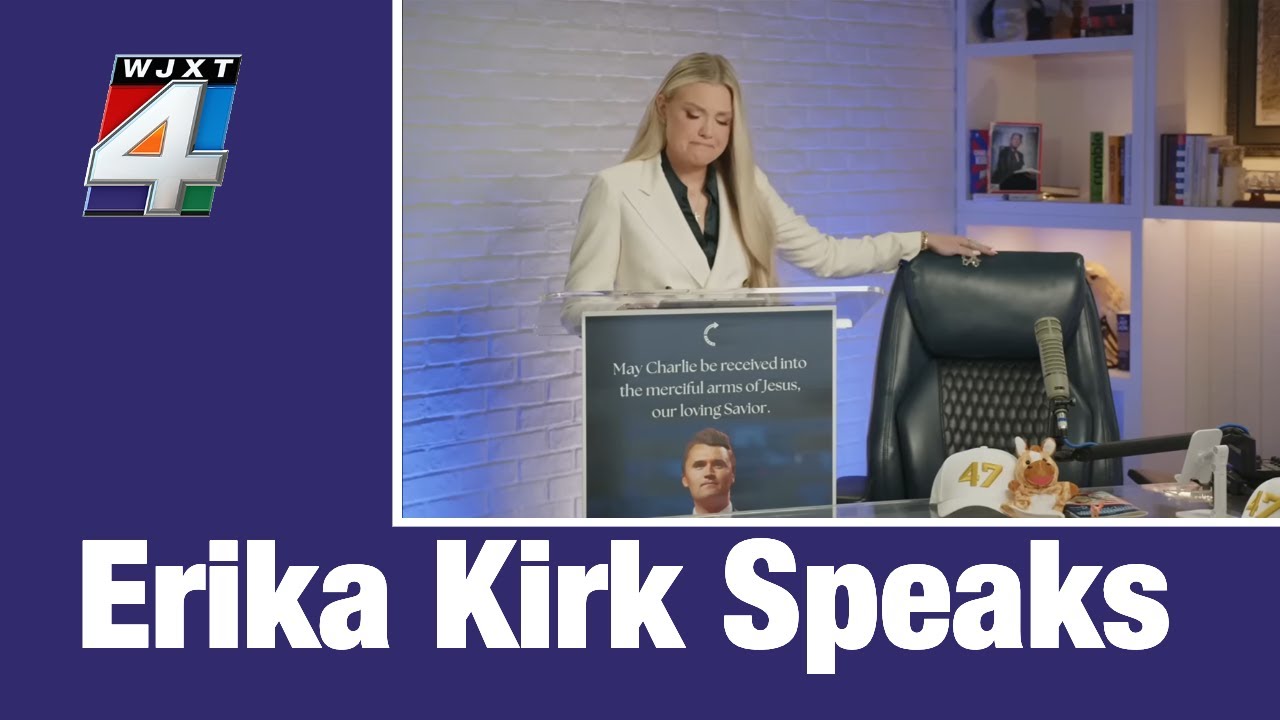 Erika Kirk, wife of Charlie Kirk addresses media for first time since her husband was killed