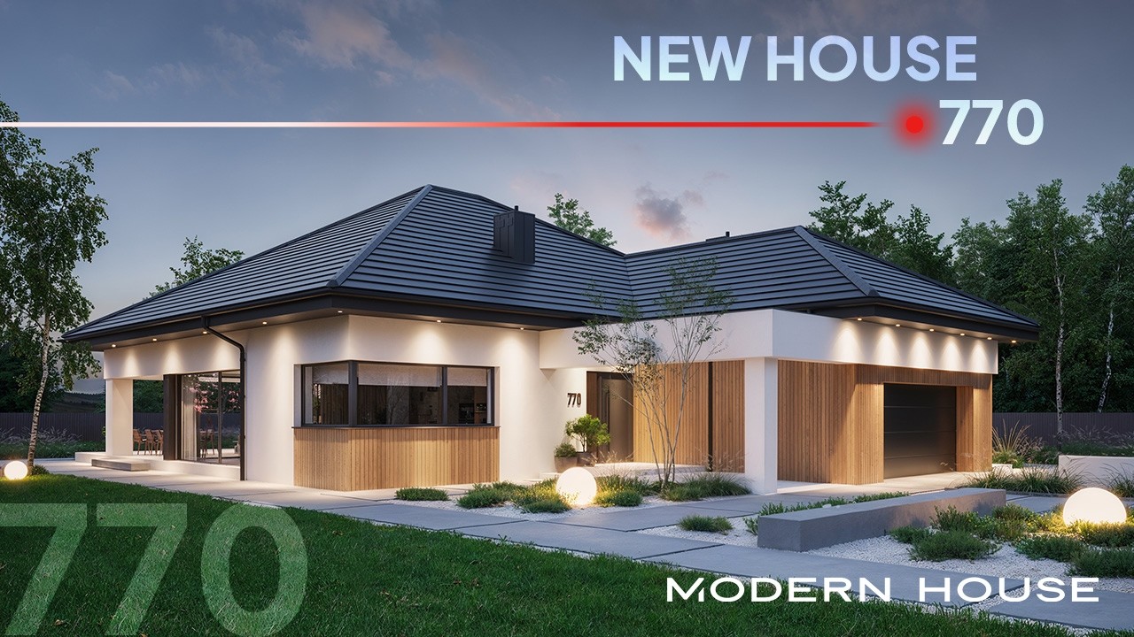 NewHouse 770 - nowoczesny, parterowy dom dla dużej rodziny