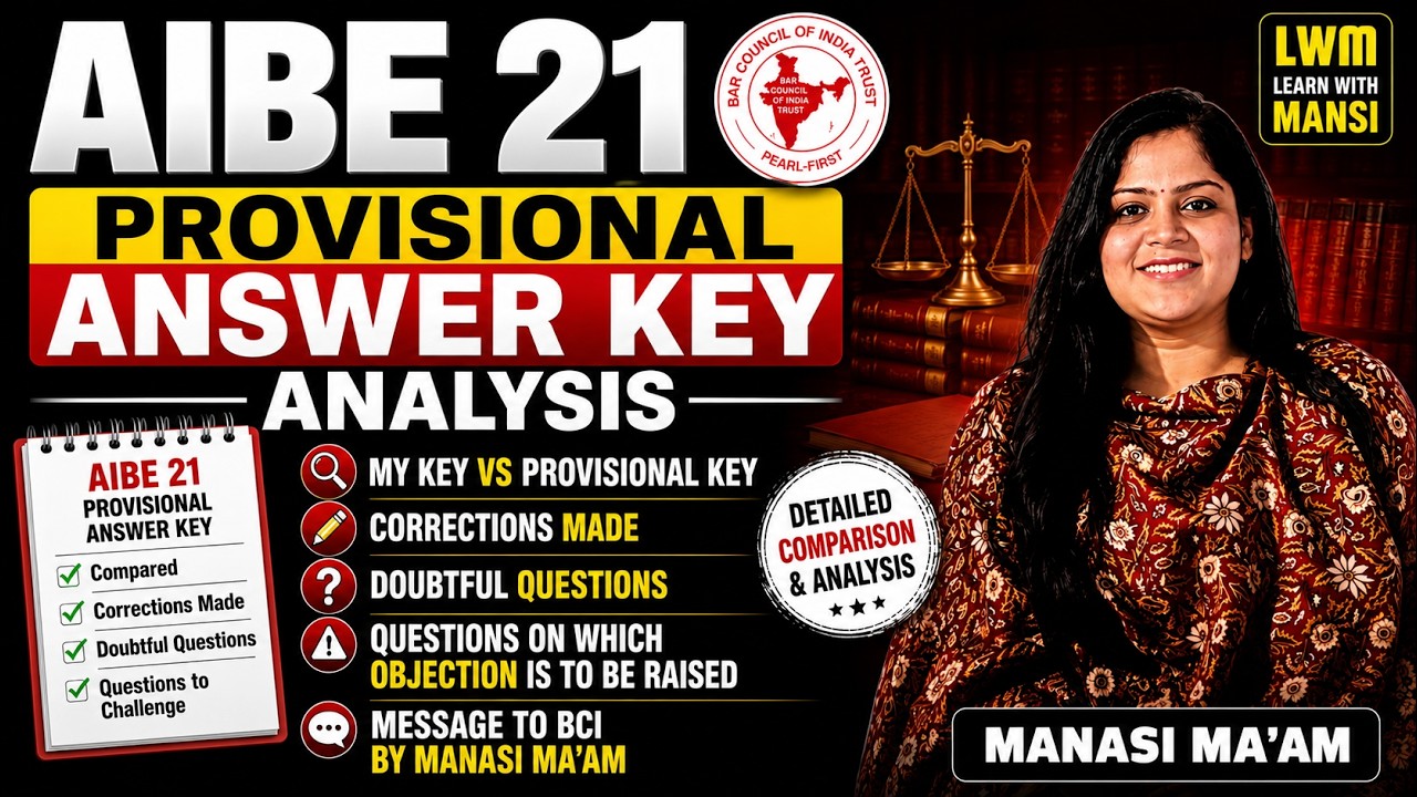 AIBE 21 Provisional Answer Key Analysis | Objections to be raised | Message to BCI by Manasi Ma'am