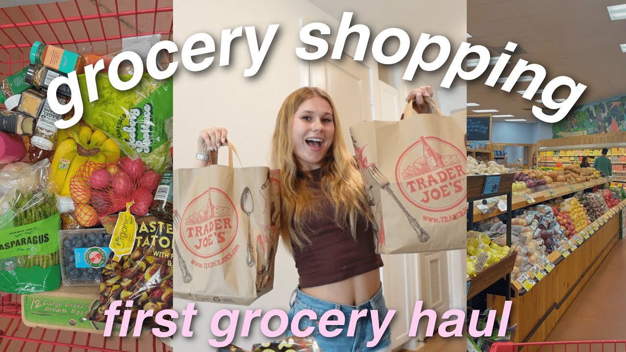 FIRST APARTMENT GROCERY SHOPPING & HAUL | trader joes & kroger, living alone at 22