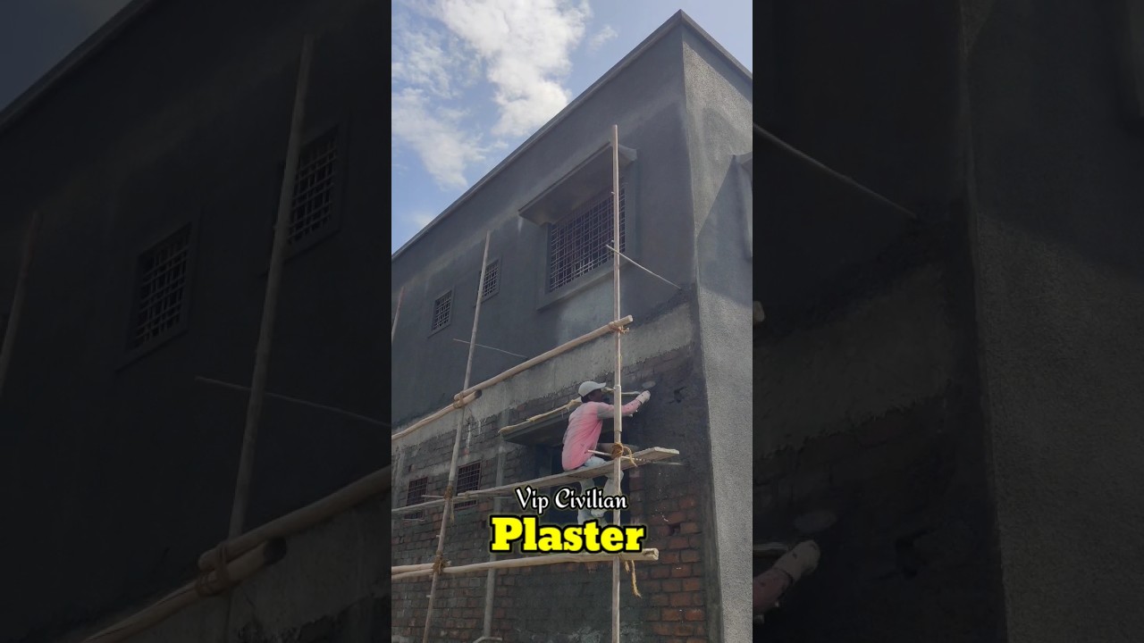 🤩Cement & Crush Sand Wall Plastering | How to External Plaster#shorts #short #plaster #home #viral