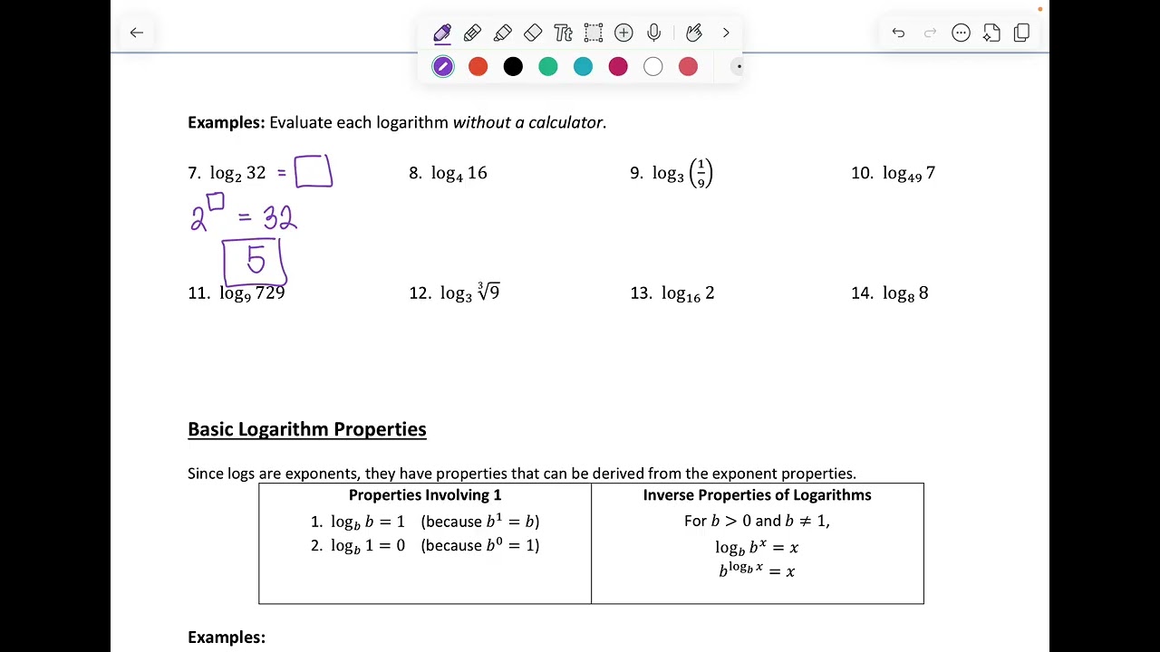 CA 4.4 Evaluating Logarithms