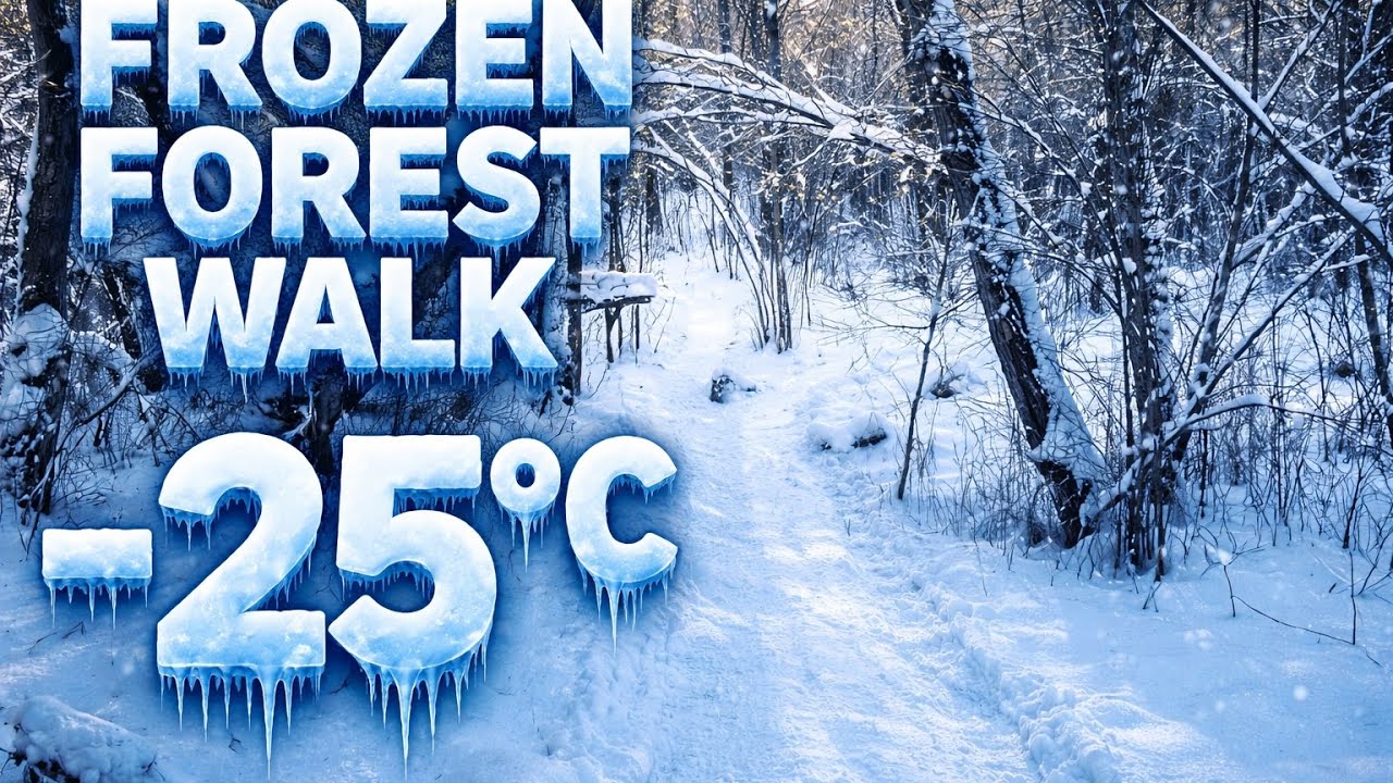 4k -25 Frozen Forest Walk ❄️ Calm Winter Nature Sounds