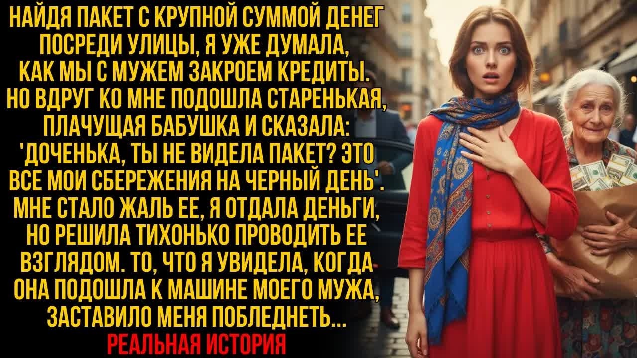 Я нашла ПАКЕТ ДЕНЕГ — и вдруг старушка прошептала «ЭТО МОЁ». Но увидев её в машине МУЖА, я замерла…