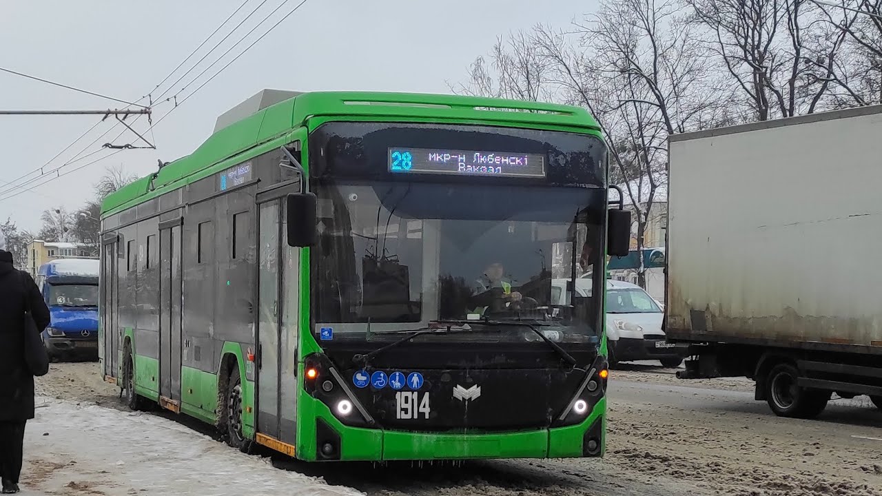 Гомель.Поездка в троллейбусе БКМ-32100Д