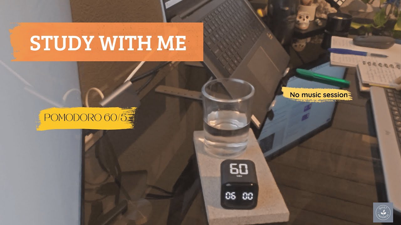 1 Hour Night Study With Me (No Music) | Pomodoro 60/5 for Deep Focus & Productivity