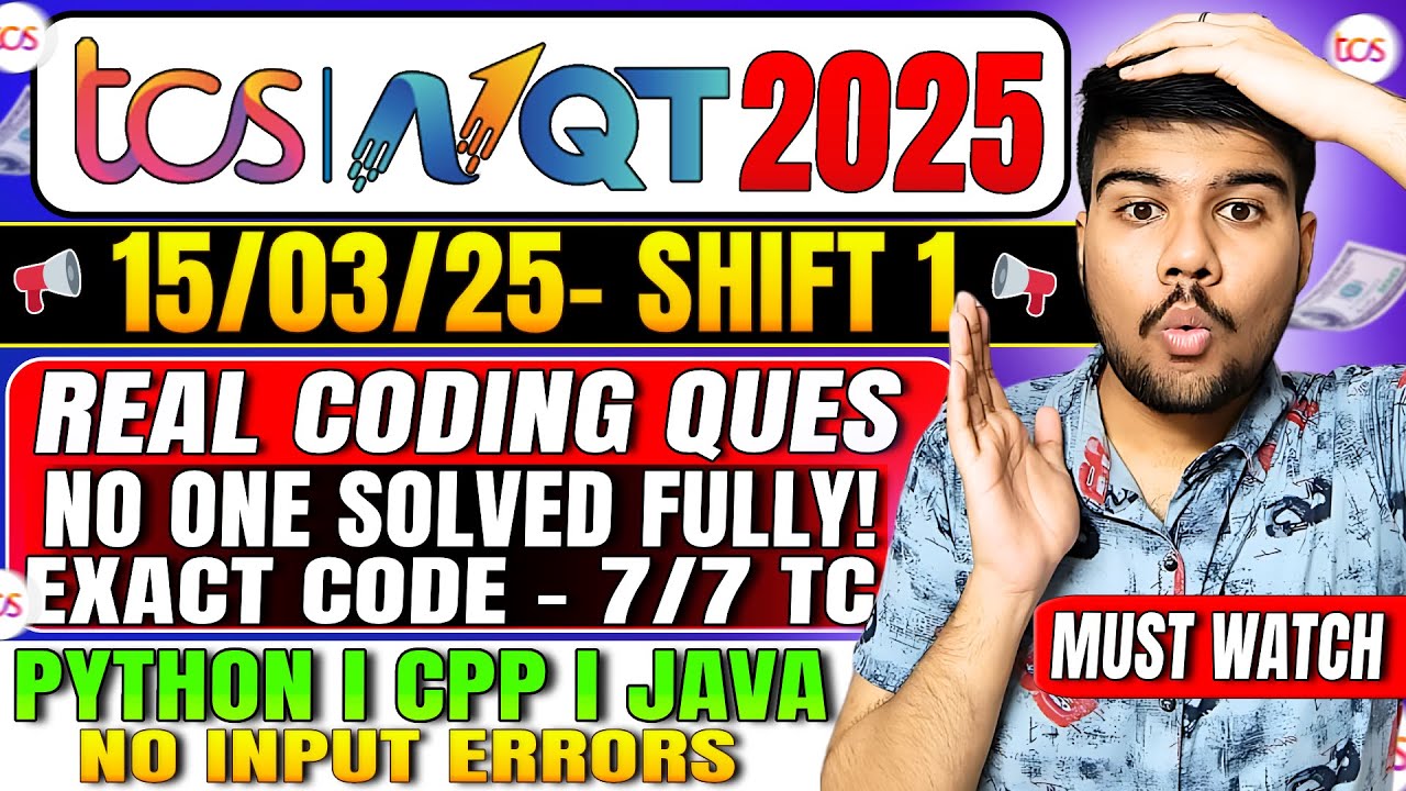 🚀 TCS NQT 2025: Exact Coding Questions & Solutions | 15 March Shift 1